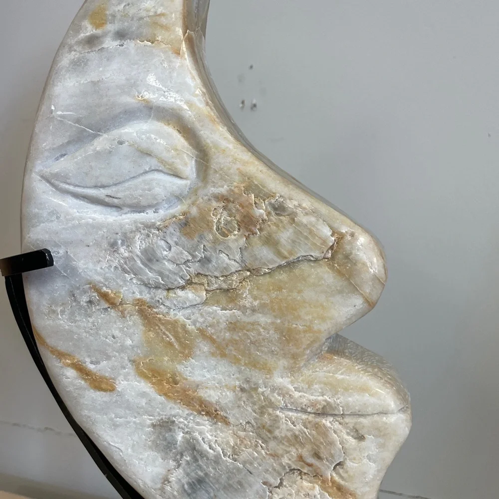 XL 100% NATURAL JASPER MOON W/ custom stand18” high, 9”wide 3” thick 3.9KG 8.7LB - Picture 5 of 9